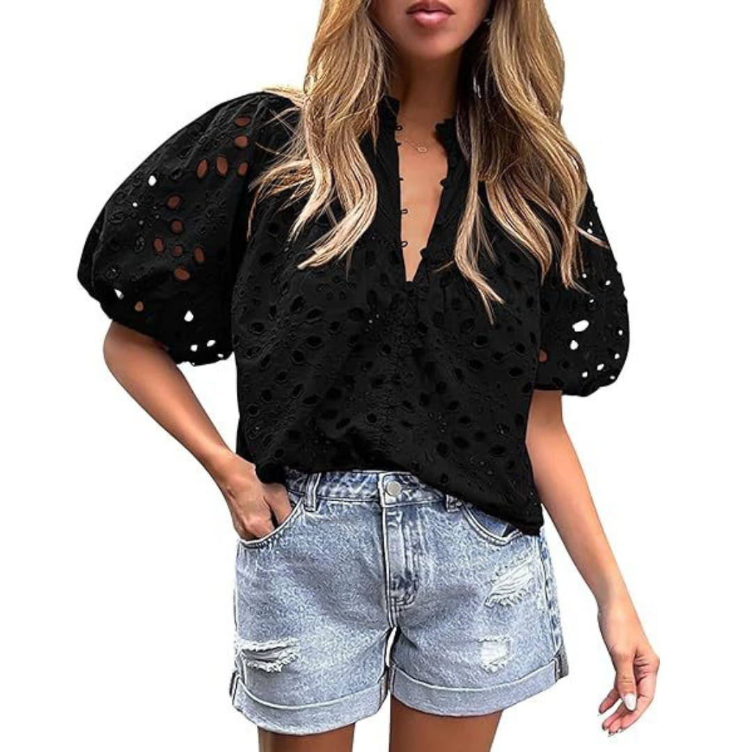 Mayumi Elegant Chic Puff Sleeve Long Sleeve Top | Sophisticated Everyday Top
