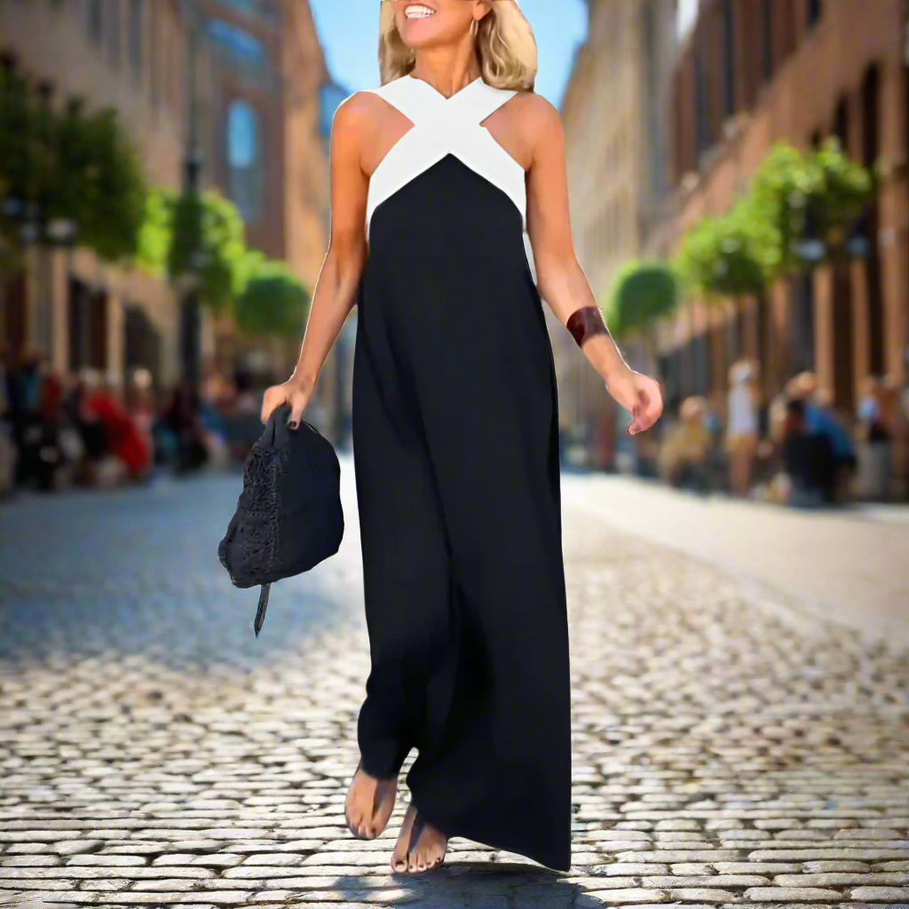 Iyana™ | Elegant Cross Neck Summer Maxi Dress