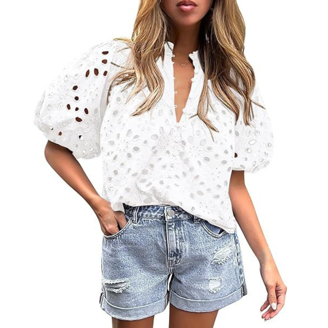 Mayumi Elegant Chic Puff Sleeve Long Sleeve Top | Sophisticated Everyday Top