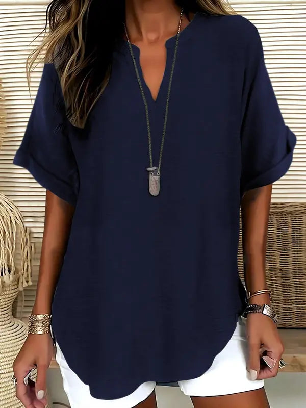 Sereia™| Women Casual Plain Short Sleeve Blouse