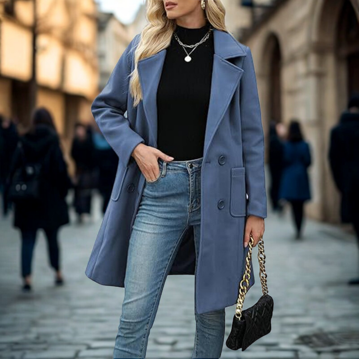 Demi | Casual Mid Length Button Open Front Coat
