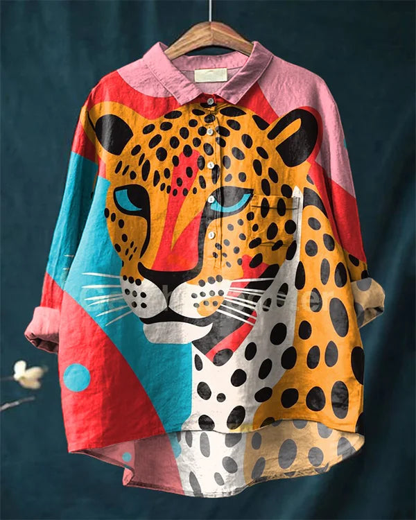 Quinn Leopard Art Shirt | Artistic Long Sleeve Shirt