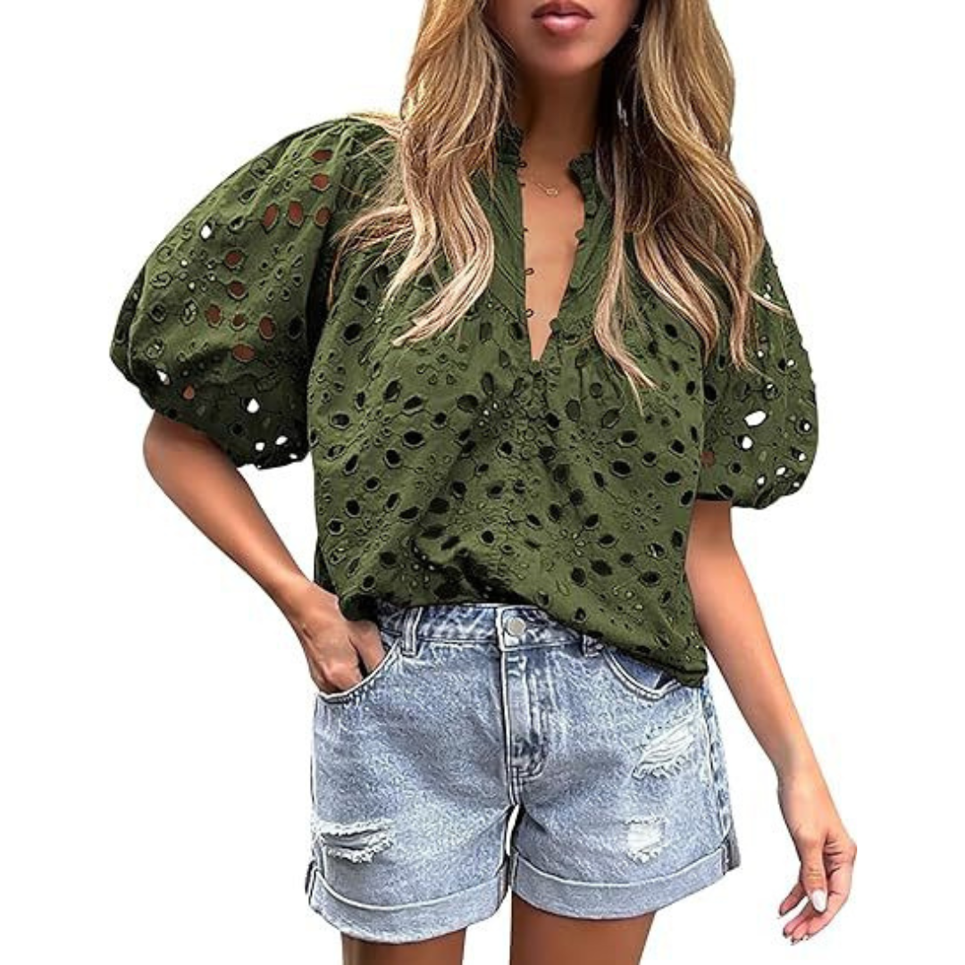 Mayumi Elegant Chic Puff Sleeve Long Sleeve Top | Sophisticated Everyday Top