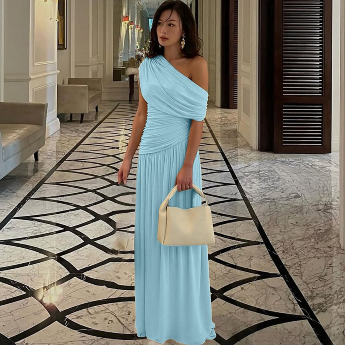Talia™ | Elegant One Shoulder Evening Maxi Dress