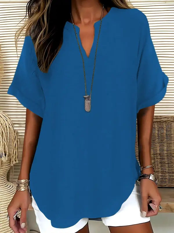 Sereia™| Women Casual Plain Short Sleeve Blouse