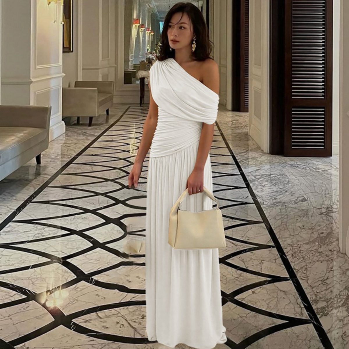 Talia™ | Elegant One Shoulder Evening Maxi Dress