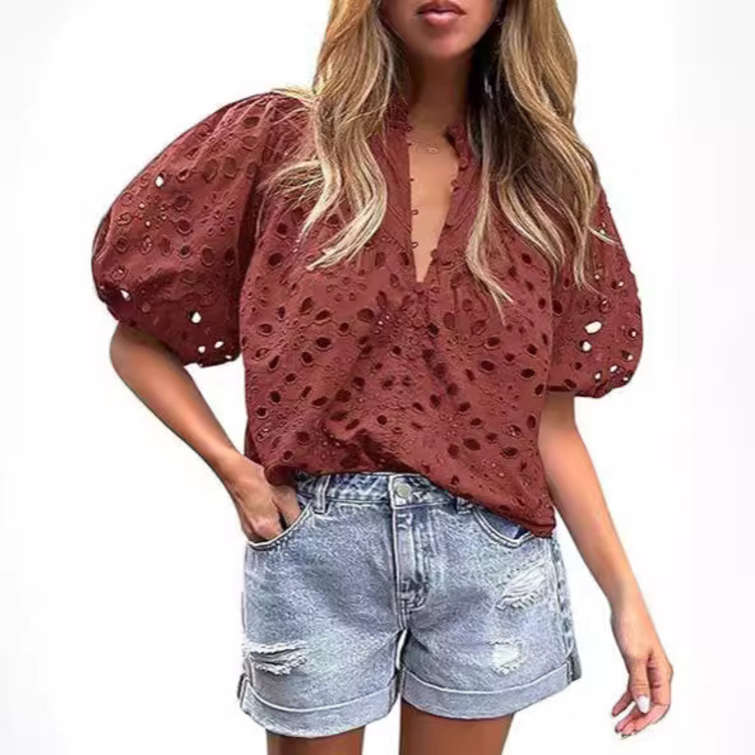 Mayumi Elegant Chic Puff Sleeve Long Sleeve Top | Sophisticated Everyday Top