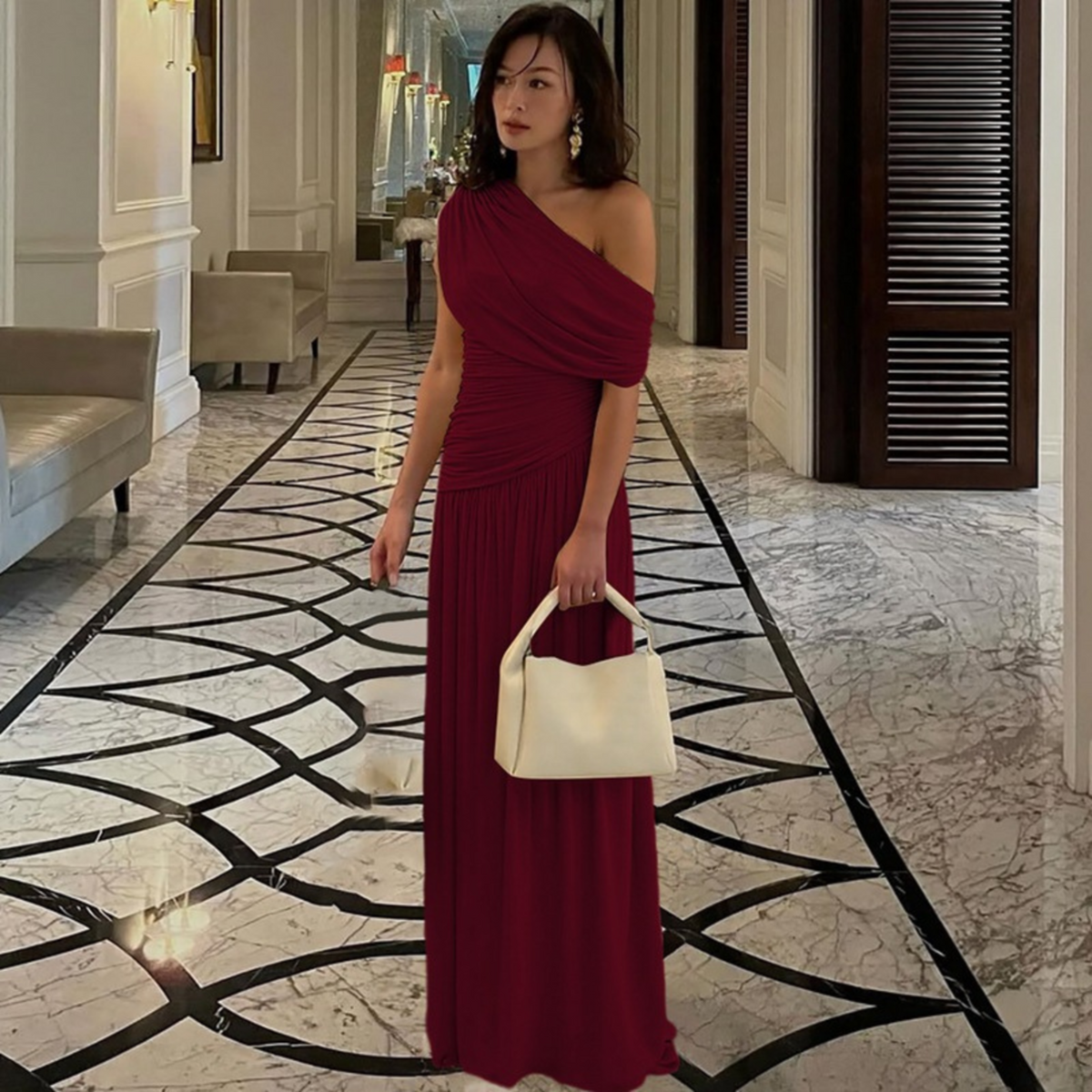 Talia™ | Elegant One Shoulder Evening Maxi Dress