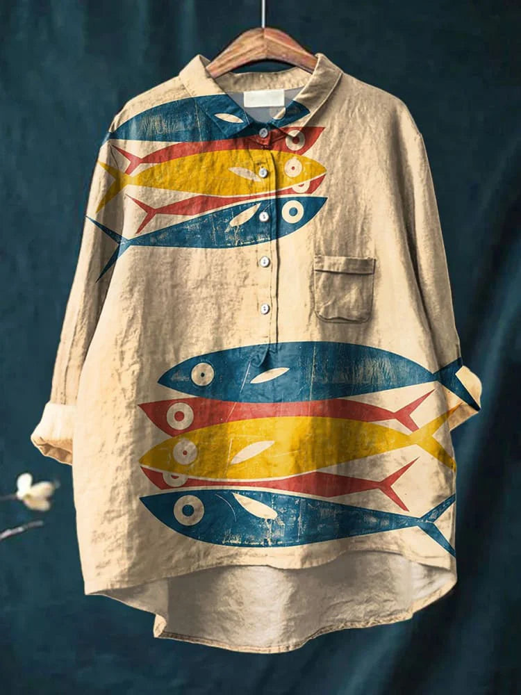 Dara Fish Art Shirt | Artistic Long Sleeve Shirt