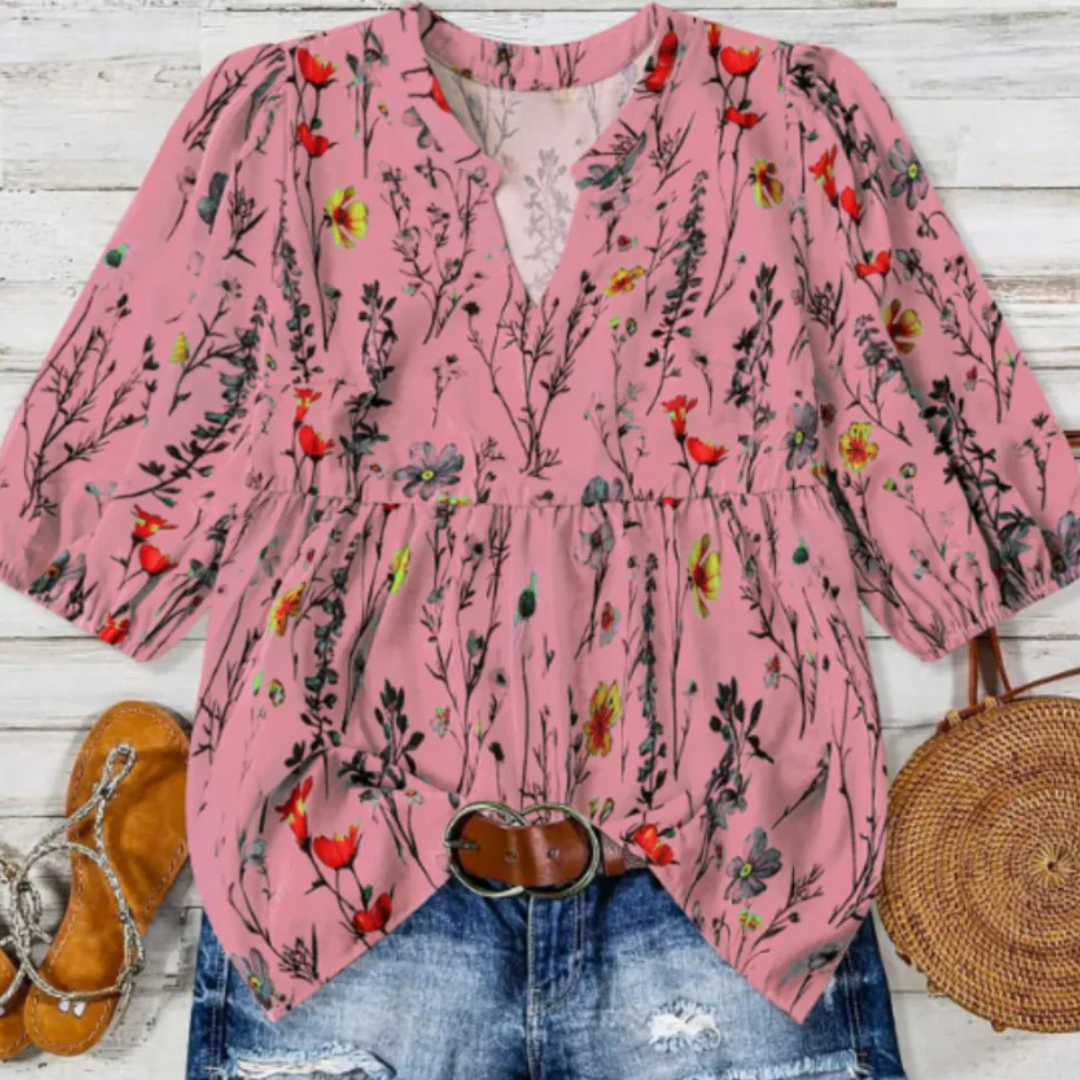 CATALEYA™ | Women Vintage Floral Bishop Sleeve Top