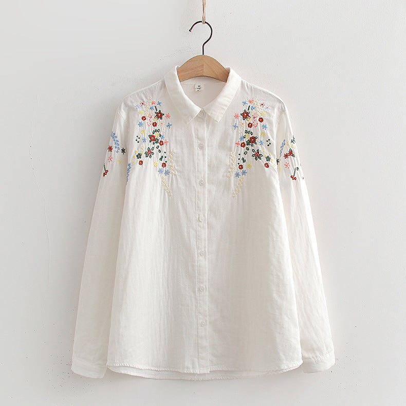 Flavie Vintage Charm Embroidered Blouse | Elegant Everyday Blouse