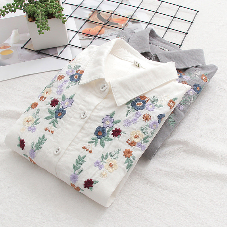 Flavie Vintage Charm Embroidered Blouse | Elegant Everyday Blouse