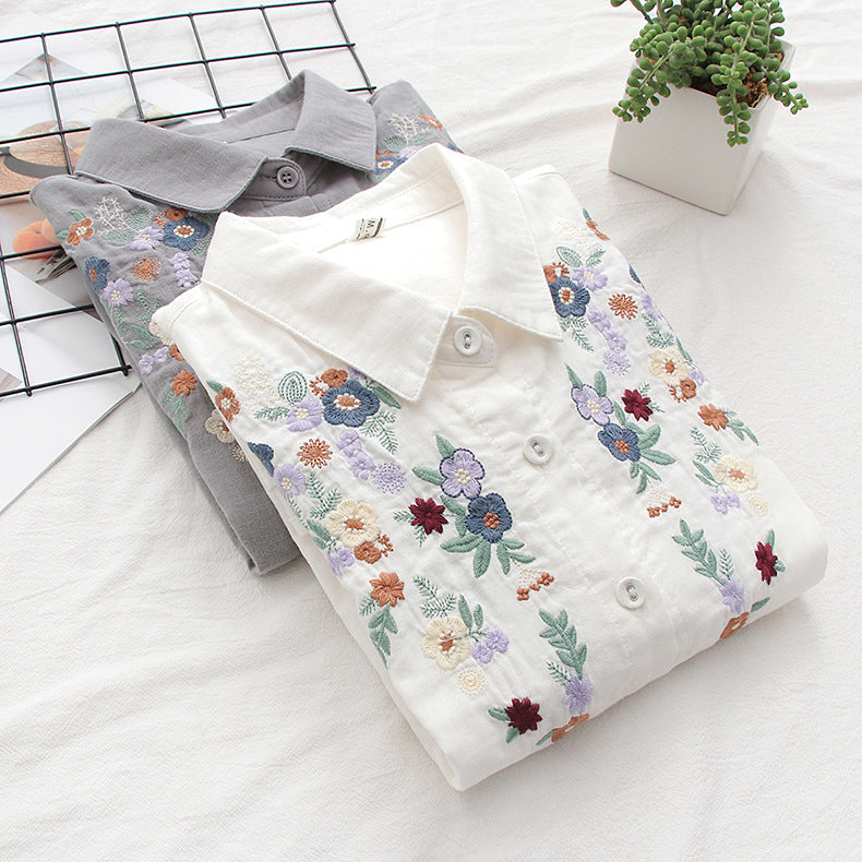 Flavie Vintage Charm Embroidered Blouse | Elegant Everyday Blouse