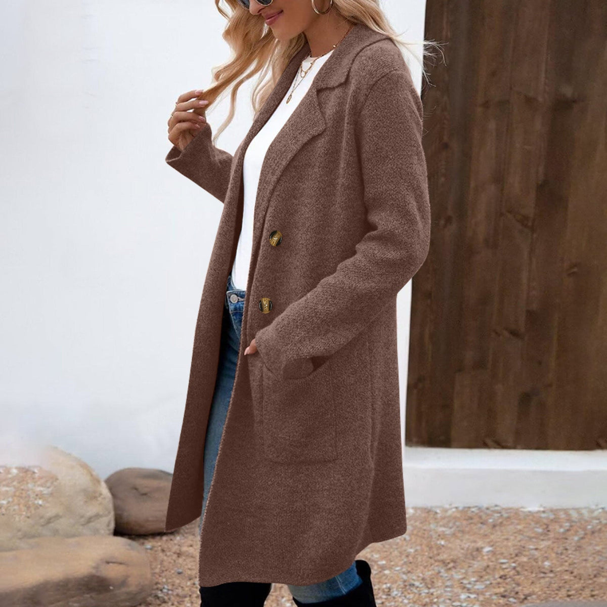 Zaheka | Casual Long Sleeve Mid Length Coat