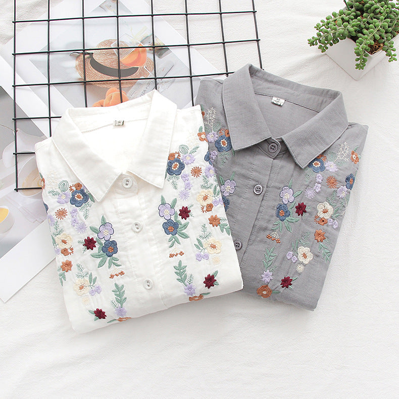 Flavie Vintage Charm Embroidered Blouse | Elegant Everyday Blouse
