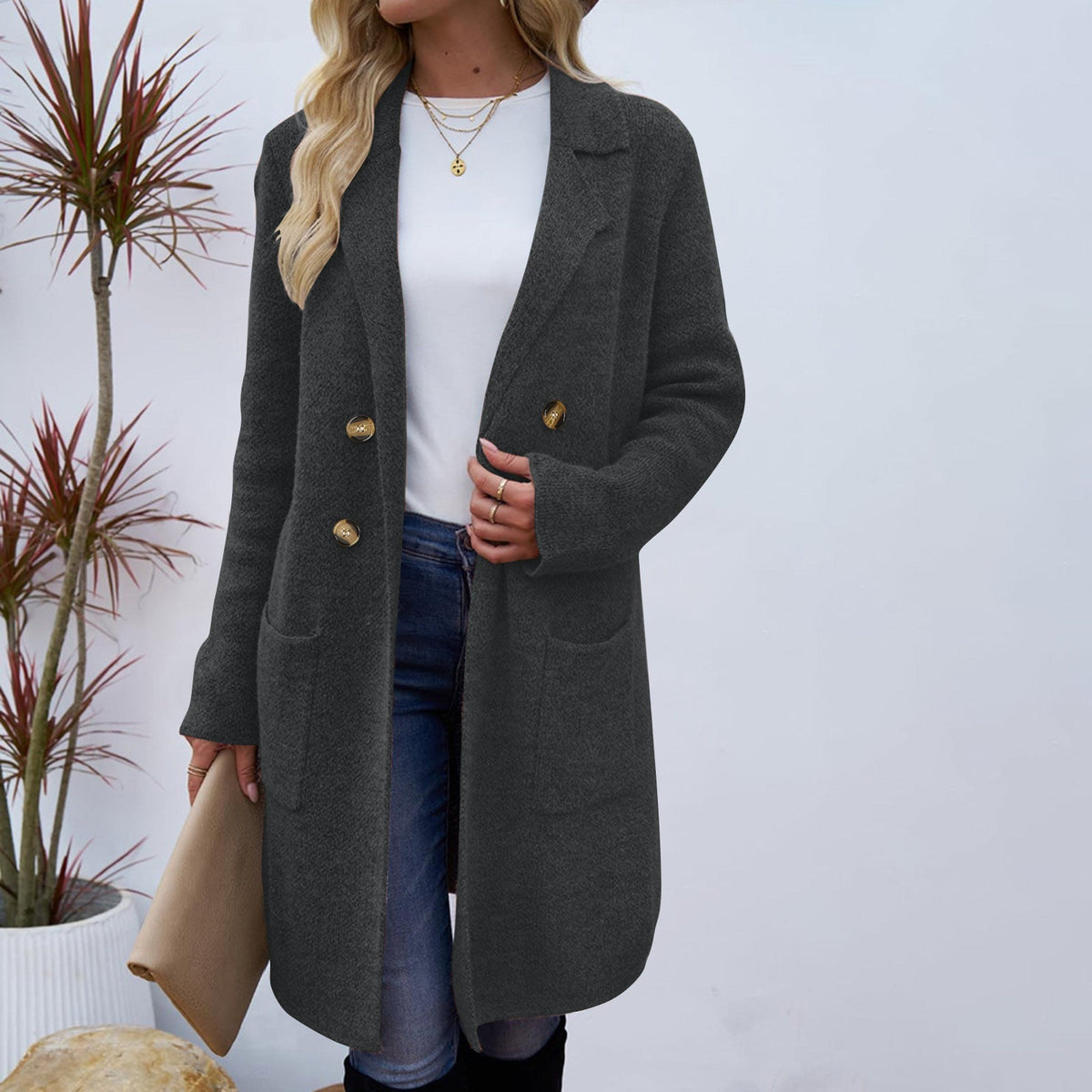 Zaheka | Casual Long Sleeve Mid Length Coat