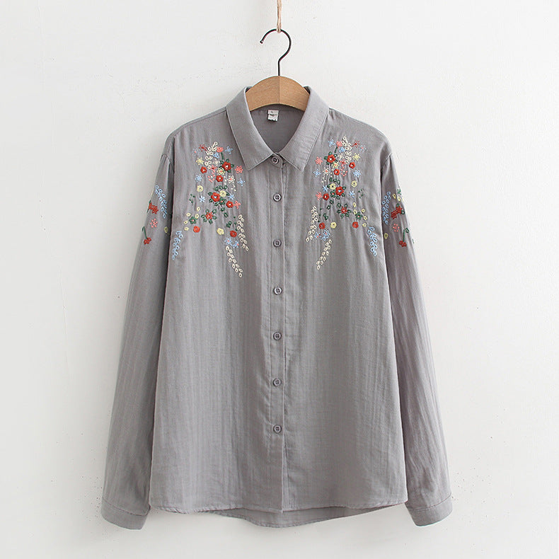 Flavie Vintage Charm Embroidered Blouse | Elegant Everyday Blouse
