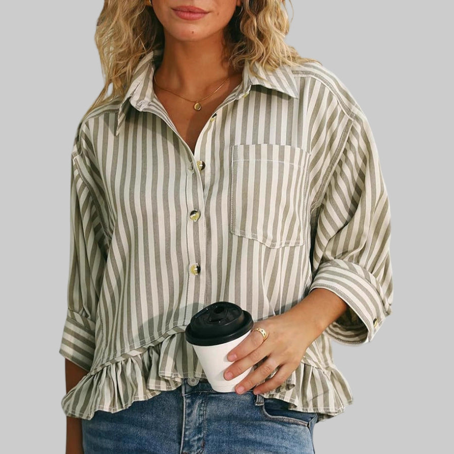 Kolet Casual Summer Ruffled Button Down Blouse | Breezy Elegant Summer Top