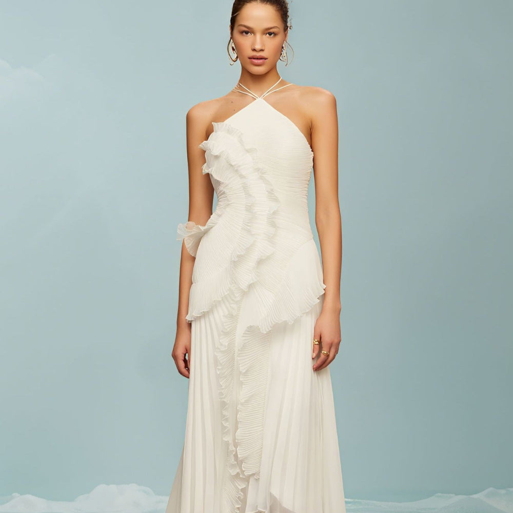 Regine™ | Elegant Halter Neck Lotus Summer Maxi Dress