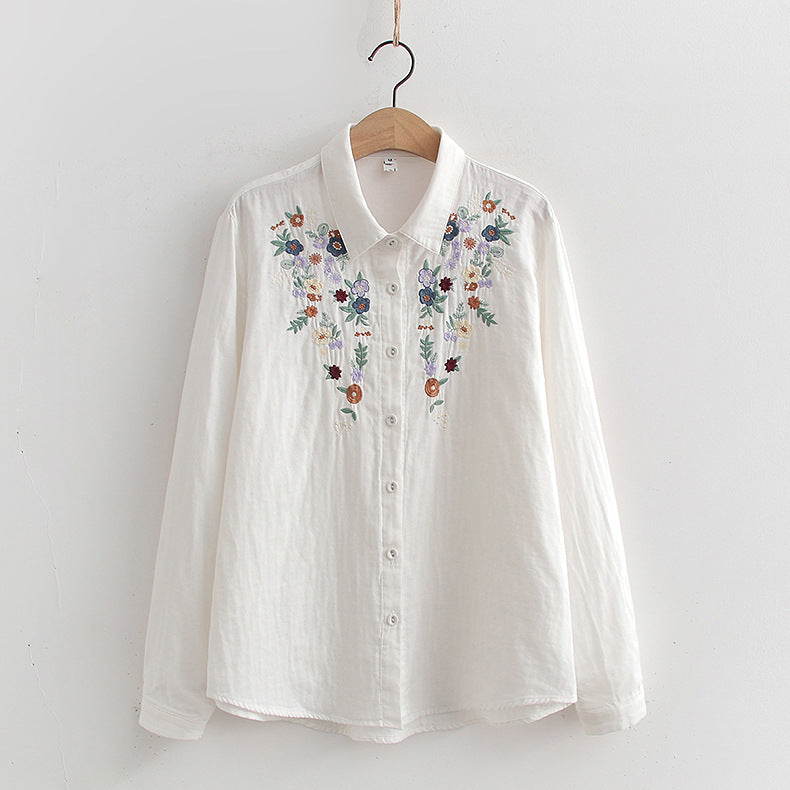 Flavie Vintage Charm Embroidered Blouse | Elegant Everyday Blouse