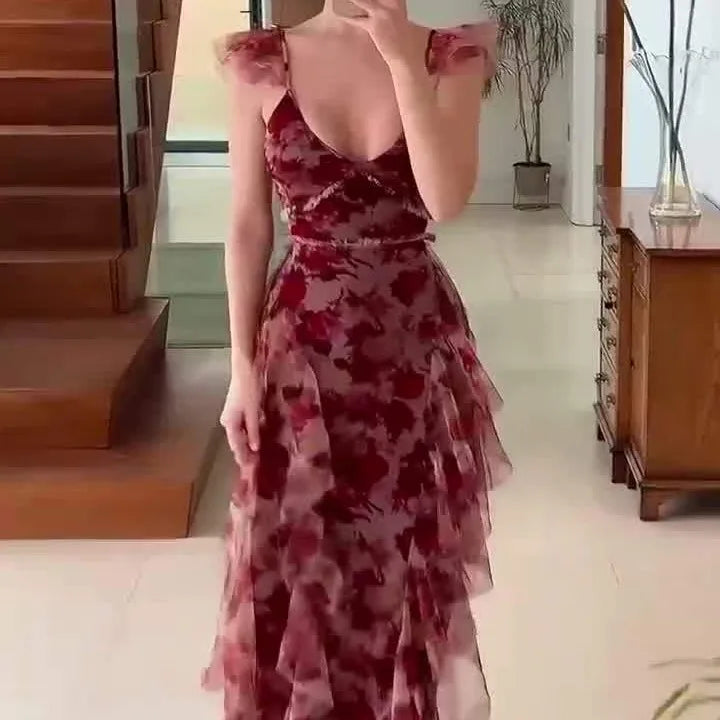 Mariela™| Romantic Floral Ruffle Maxi Dress