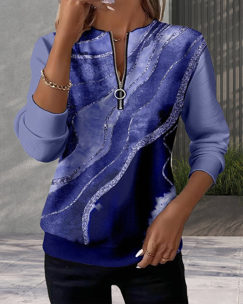 Emma | Half-Zip Sweatshirt With Vintage Print