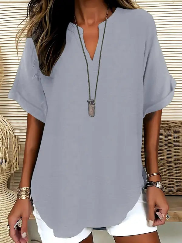 Sereia™| Women Casual Plain Short Sleeve Blouse