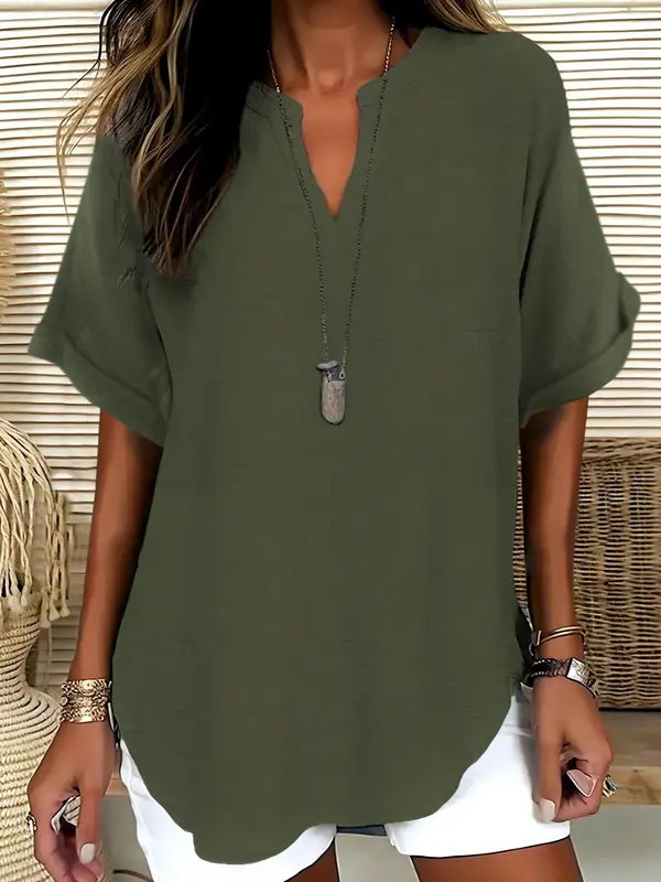 Sereia™| Women Casual Plain Short Sleeve Blouse