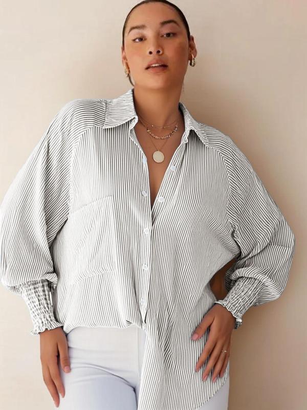 Ligaya Flowy Plus Size Casual Button-Up Top | Relaxed Elegant Everyday Top