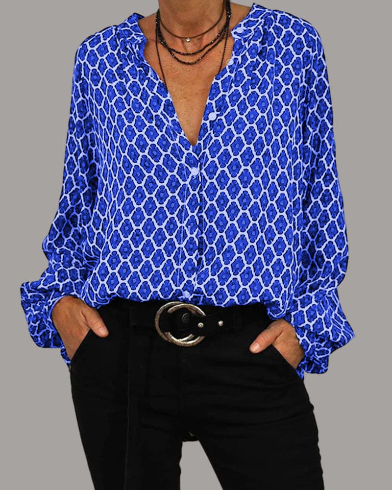 Elvira™ | Geometric Women V-Neck Blouse