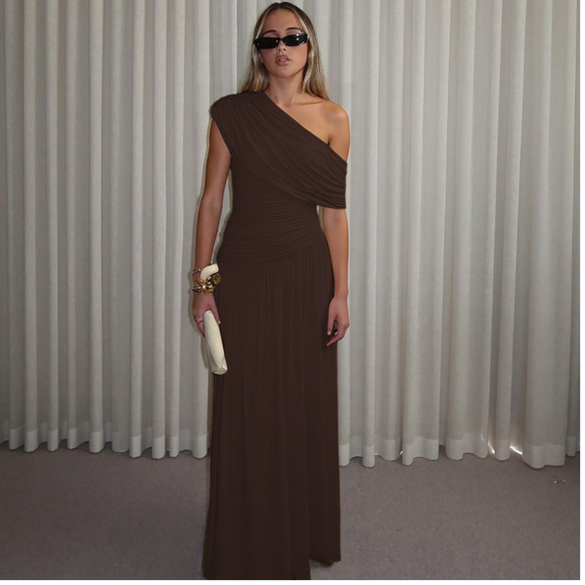 Talia™ | Elegant One Shoulder Evening Maxi Dress