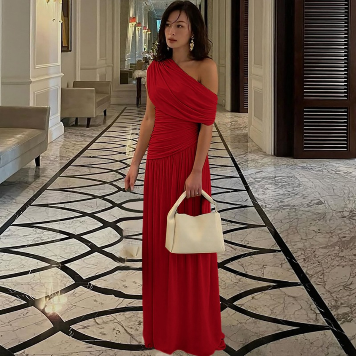Talia™ | Elegant One Shoulder Evening Maxi Dress