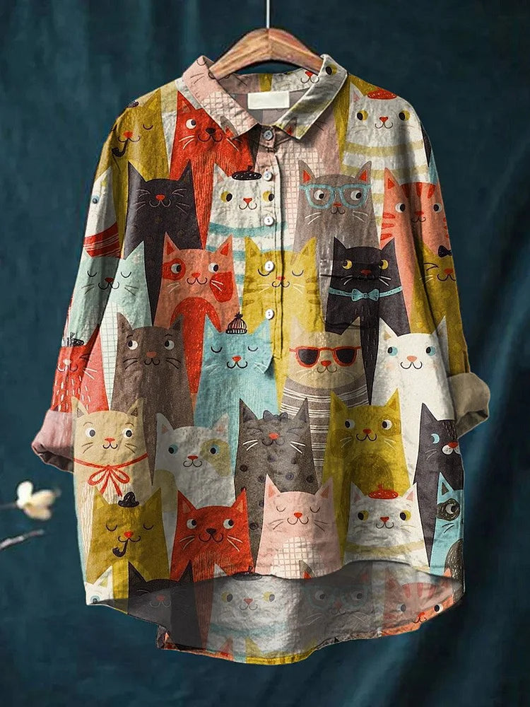 Sheena Cat Art Shirt | Artistic Long Sleeve Shirt