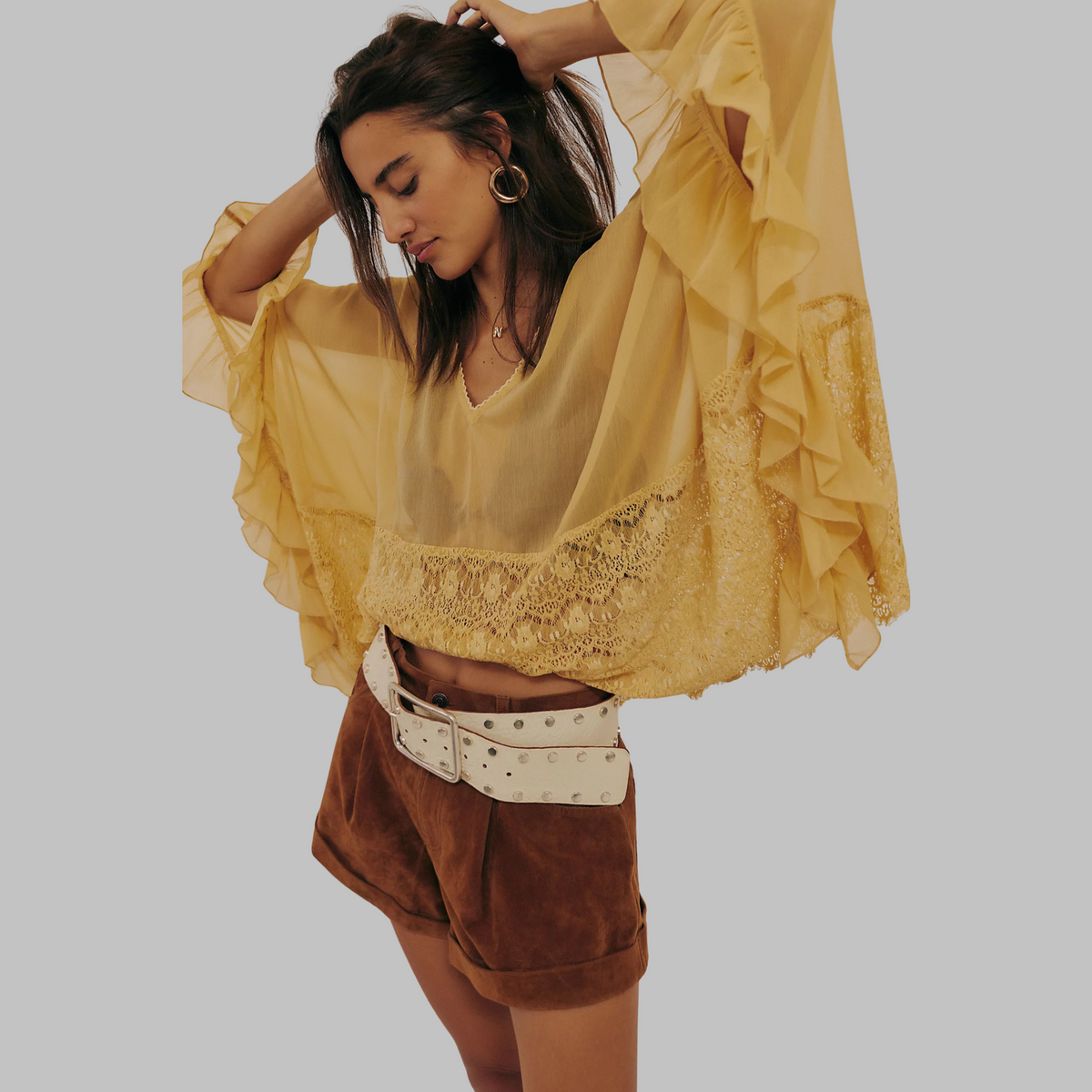 Leona Classy V-Neck Batwing Sleeve Cover-Up Top | Elegant Everyday Top