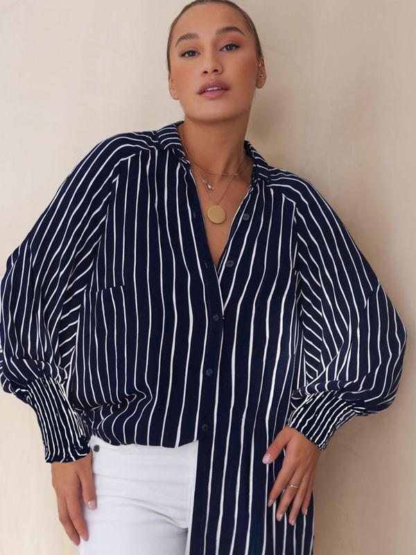 Ligaya Flowy Plus Size Casual Button-Up Top | Relaxed Elegant Everyday Top