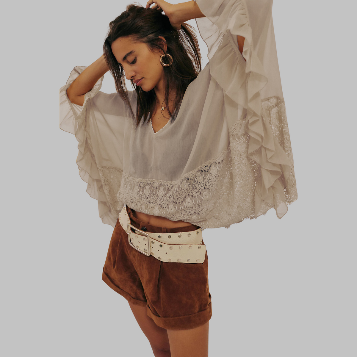 Leona Classy V-Neck Batwing Sleeve Cover-Up Top | Elegant Everyday Top
