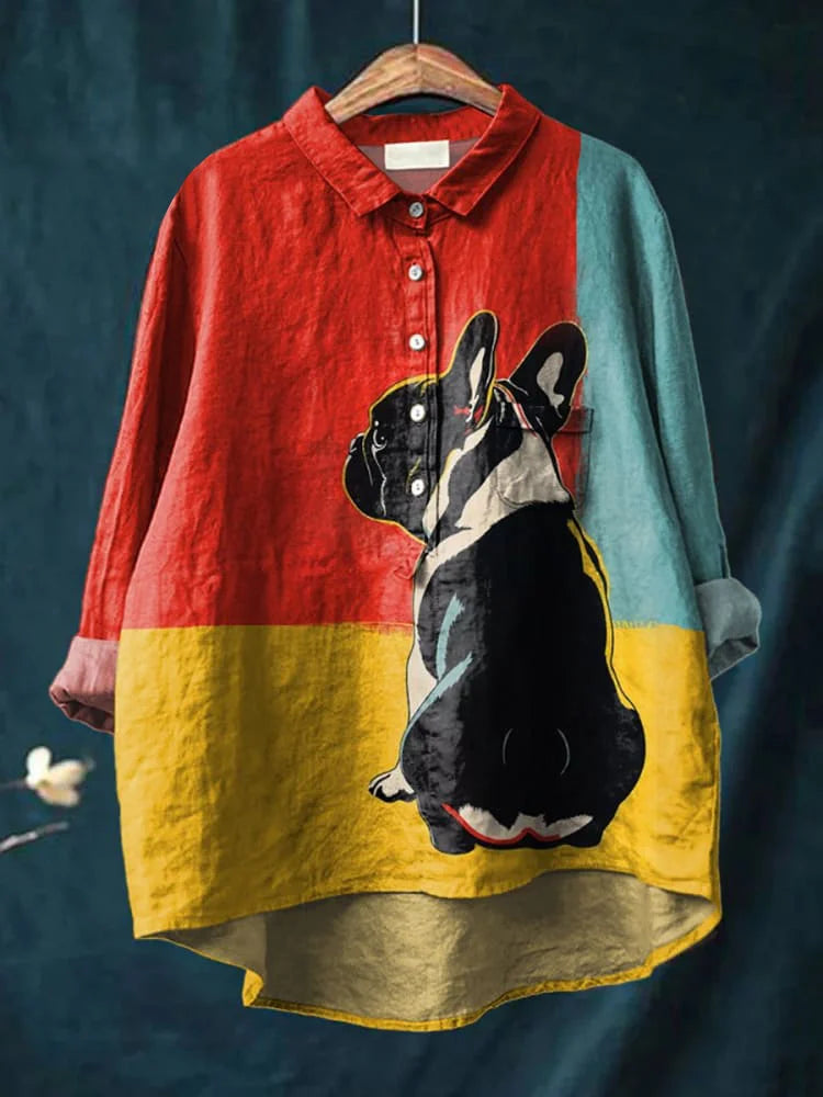 Mila Dog Art Shirt | Playful Long Sleeve Shirt