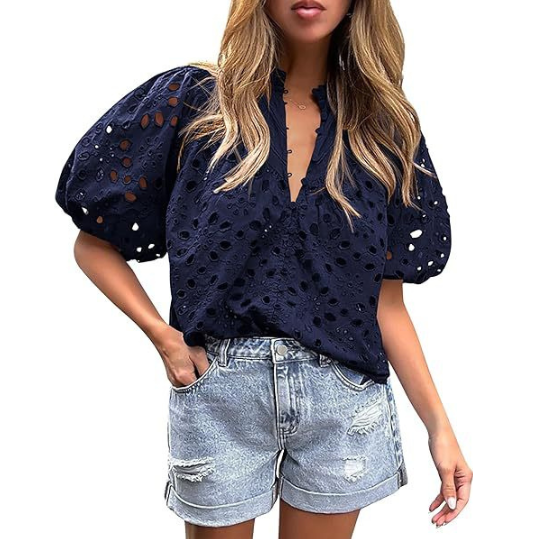 Mayumi Elegant Chic Puff Sleeve Long Sleeve Top | Sophisticated Everyday Top