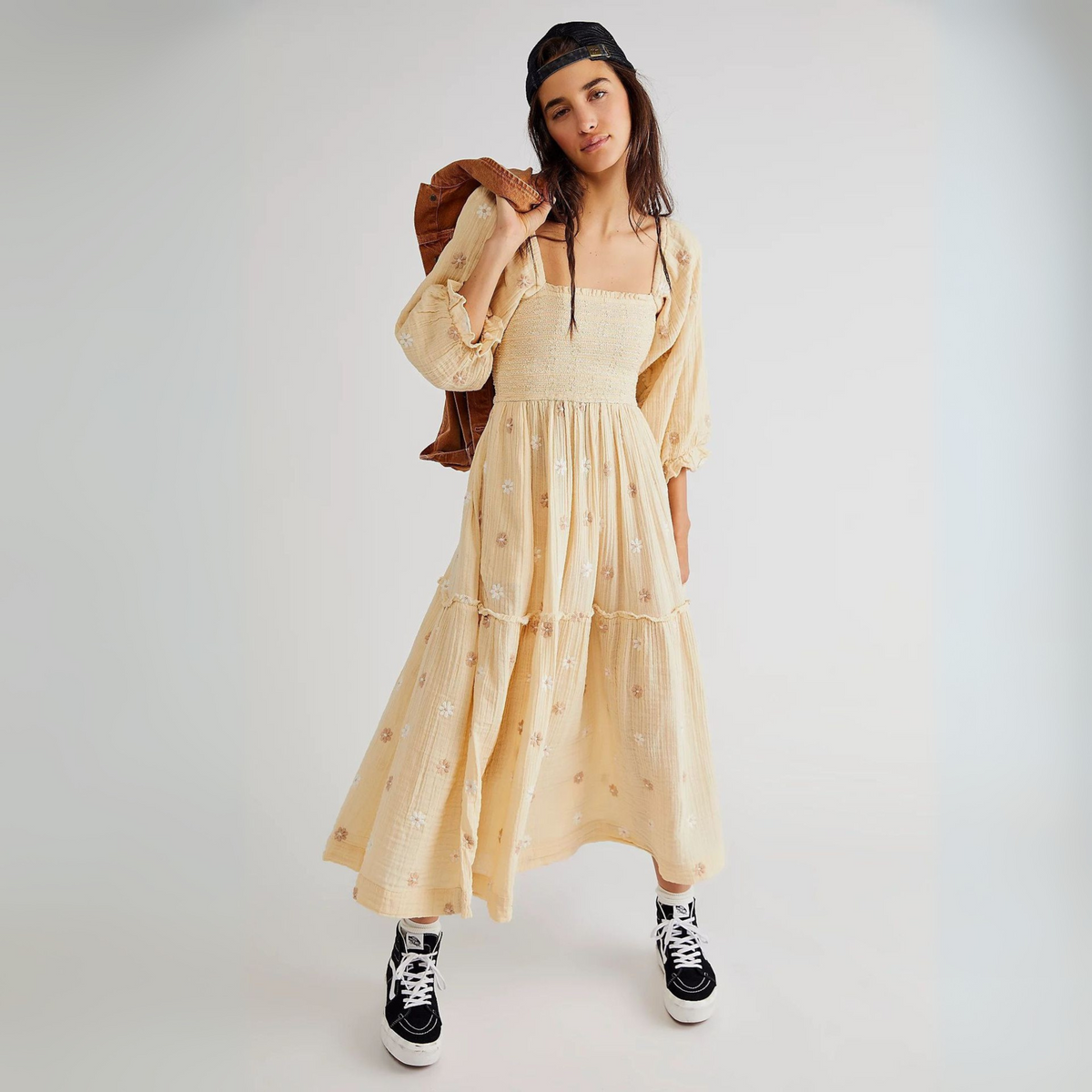 Moira™| Comfy Floral Lantern Sleeve Square Neck Maxi Dress