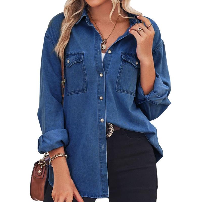 Charlotte Vintage Long Sleeve Jean Shirt | Chic Casual Top