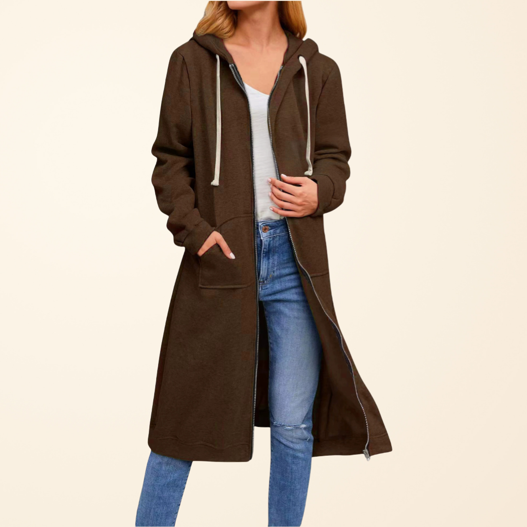 BRIXLEY™ – Relaxed Zip-Up Longline Cardigan