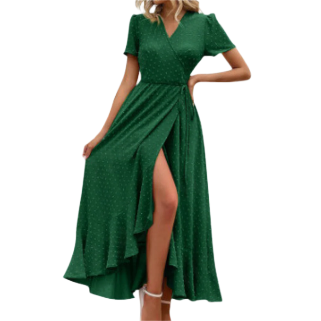 Marjorie™ | Cozy Summer Wrap Ruffle Hem Split Maxi Dress