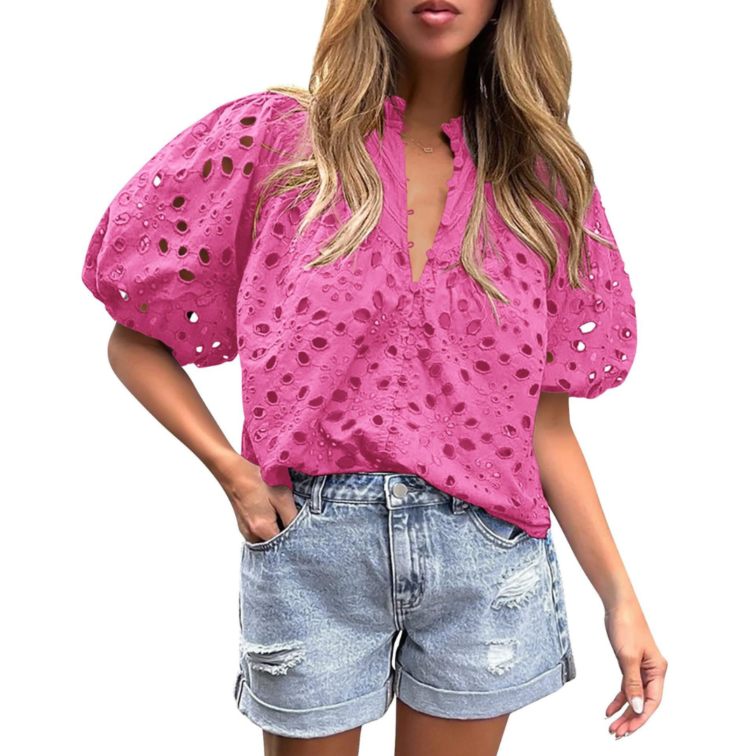 Mayumi Elegant Chic Puff Sleeve Long Sleeve Top | Sophisticated Everyday Top