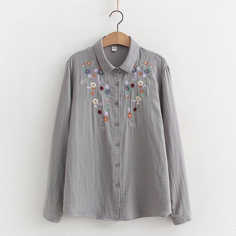 Flavie Vintage Charm Embroidered Blouse | Elegant Everyday Blouse