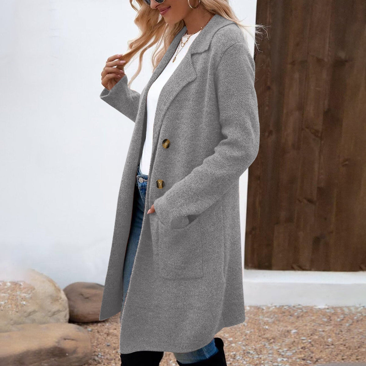 Zaheka | Casual Long Sleeve Mid Length Coat