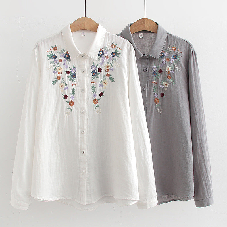Flavie Vintage Charm Embroidered Blouse | Elegant Everyday Blouse