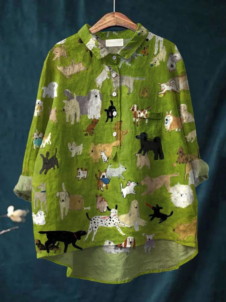 Ellie Dog Art Shirt | Playful Long Sleeve Shirt