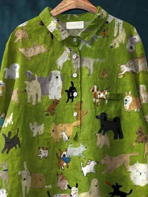 Ellie Dog Art Shirt | Playful Long Sleeve Shirt