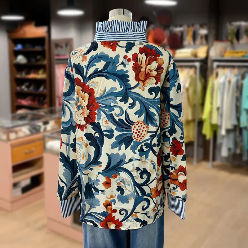 Serenity™| Women Classy Vintage Floral Printed Blouse