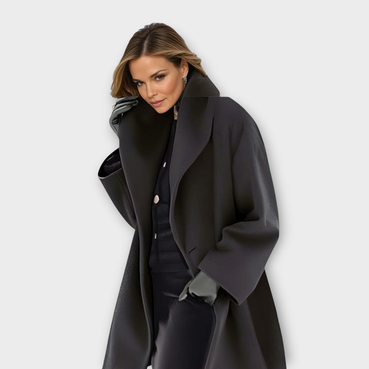 Jane | Women's Oversized Mid-Length Coat with Shawl Collar
